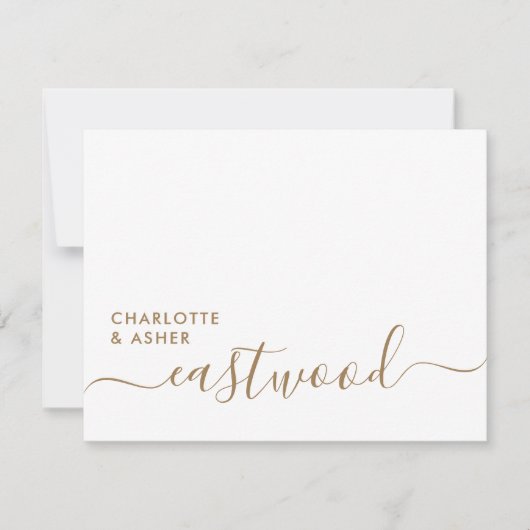 Elegant Gold Script Wedding Monogram Note Card Mitteilungskarte (Vorderseite)