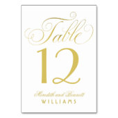 Elegant Gold Script Wedding Monogram Tischnummer (Vorderseite)