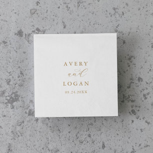 Elegant Gold Script Wedding Napkins Serviette