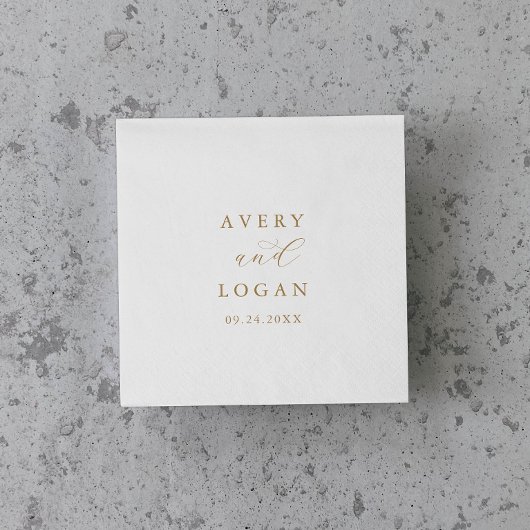 Elegant Gold Script Wedding Napkins Serviette