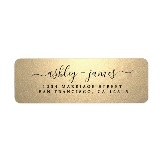 Elegant Gold Script Wedding Return Address (Vorne)