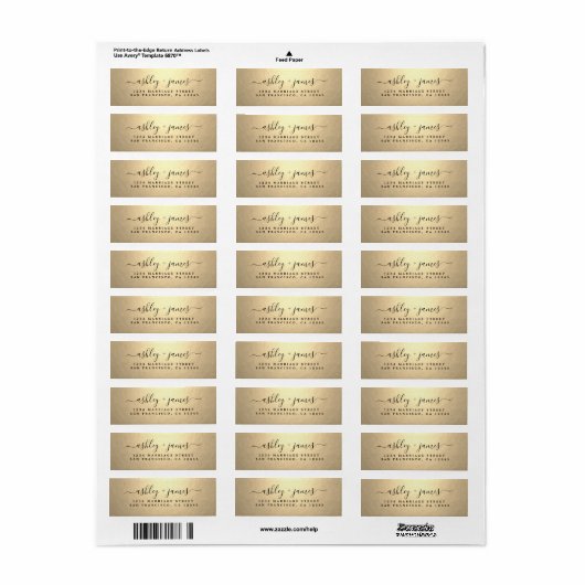 Elegant Gold Script Wedding Return Address (Vorne)