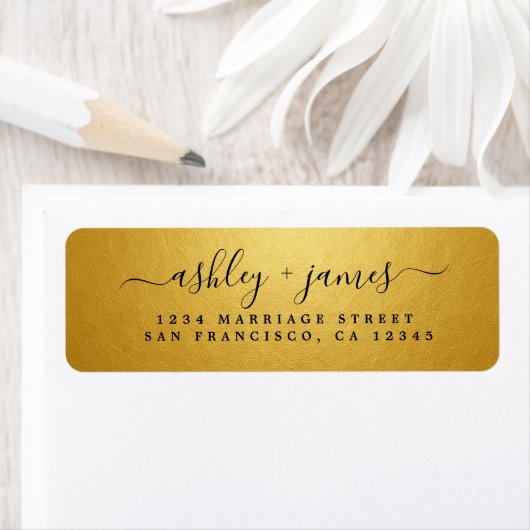 Elegant Gold Script Wedding Return Address (Insitu)