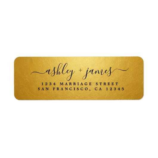 Elegant Gold Script Wedding Return Address (Vorne)