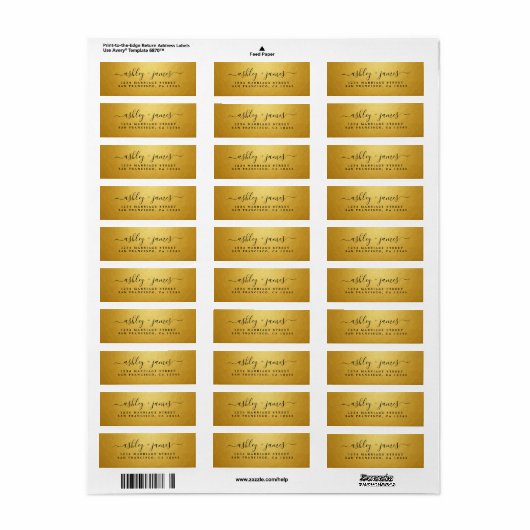 Elegant Gold Script Wedding Return Address (Vorne)