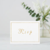 Elegant Gold Script Wedding RSVP Postkarte (Stehend Vorderseite)