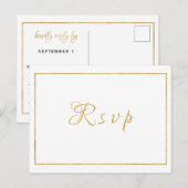 Elegant Gold Script Wedding RSVP Postkarte (Vorne/Hinten)