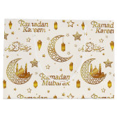 Elegant Gold Seamless Ramadan Greeting Arabic Große Geschenktüte (Rückseite)