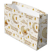 Elegant Gold Seamless Ramadan Greeting Arabic Große Geschenktüte (Rückseite Schrägansicht)