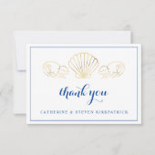 Elegant Gold Seashell Beach Wedding Vielen Dank Dankeskarte (Vorderseite)