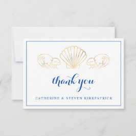 Elegant Gold Seashell Beach Wedding Vielen Dank Dankeskarte