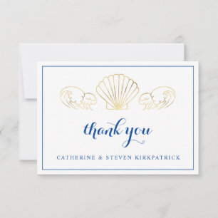Elegant Gold Seashell Beach Wedding Vielen Dank Dankeskarte