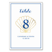 Elegant Gold Seashell Coastal Wedding Tischnummer (Rückseite)