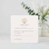 Elegant Gold Seashell Creamy Wedding RSVP (Stehend Vorderseite)