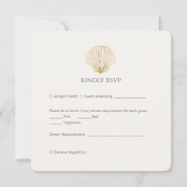 Elegant Gold Seashell Creamy Wedding RSVP
