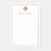 Elegant Gold Seashell & Pearls Custom Name Coastal Post-it Klebezettel (Vorderseite)