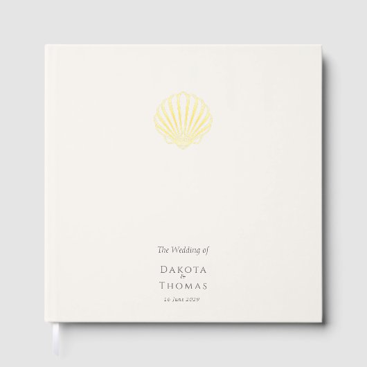 Elegant Gold Seashell Wedding Gästebuch (Vorderseite)