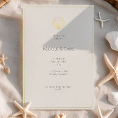 Elegant Gold Seashell Wedding invitation Folieneinladung