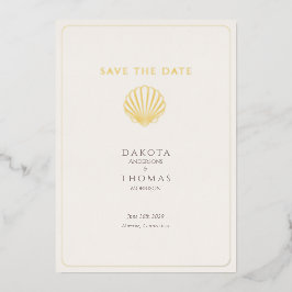 Elegant Gold Seashell  Wedding Save the Date Folien Feiertagskarte