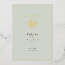 Elegant Gold Seashell  Wedding Save the Date Folien Feiertagskarte