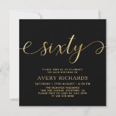 Elegant Gold Sechziges Script Black 60. Geburtstag Einladung (Vorderseite)
