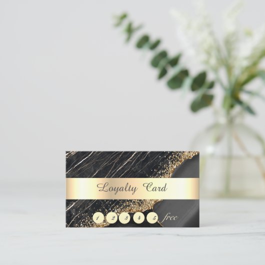 Elegant, Gold Sequins, schwarzer Marmor Treuekarte (Stehend Vorderseite)