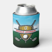 Elegant Gold Shield Golf Monogram Design Can Coole Dosenkühler (Kanne Vorderseite)