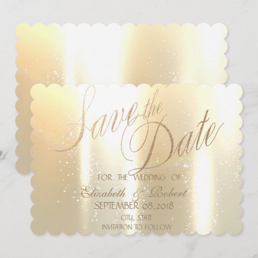 Elegant Gold Shiny Save the Date (Vorne/Hinten)