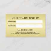 Elegant Gold Signature Monogram on Black Empfehlungskarte (Rückseite)