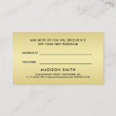 Elegant Gold Signature Monogram on Black Empfehlungskarte (Rückseite)