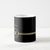 Elegant Gold Signature Monogram on Black Kaffeetasse (Mittel)
