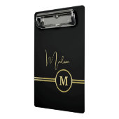 Elegant Gold Signature Monogram on Black Mini Klemmbrett (Gewinkelt2)