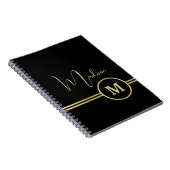Elegant Gold Signature Monogram on Black Notizblock (Rechte Seite)