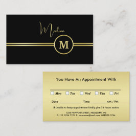 Elegant Gold Signature Monogram on Black Terminkarte