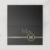 Elegant Gold Signature Monogram on Black Treuekarte (Außenseite Aufgefaltet)