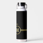 Elegant Gold Signature Monogram on Black Trinkflasche (Rückseite)