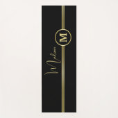 Elegant Gold Signature Monogram on Black Yogamatte (Vorderseite)