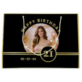 Elegant Gold Signature Monogram with Photo Große Geschenktüte (Vorderseite)