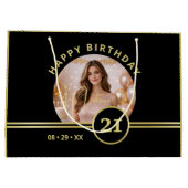 Elegant Gold Signature Monogram with Photo Große Geschenktüte (Rückseite)