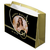 Elegant Gold Signature Monogram with Photo Große Geschenktüte (Rückseite Schrägansicht)