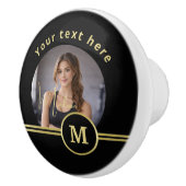 Elegant Gold Signature Monogram with Photo Keramikknauf (Rechts)