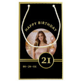 Elegant Gold Signature Monogram with Photo Kleine Geschenktüte (Rückseite)