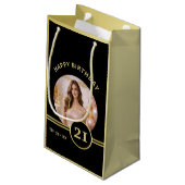 Elegant Gold Signature Monogram with Photo Kleine Geschenktüte (Rückseite Schrägansicht)