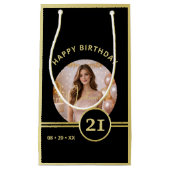 Elegant Gold Signature Monogram with Photo Kleine Geschenktüte (Vorderseite)