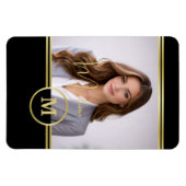 Elegant Gold Signature Monogram with Photo Magnet (Horizontal)