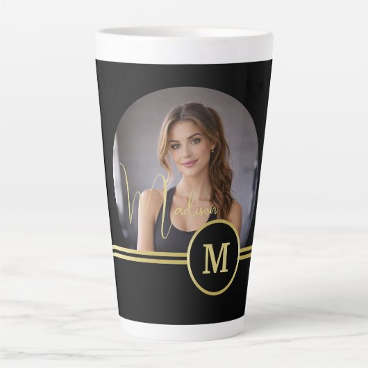 Elegant Gold Signature Monogram with Photo Milchtasse (Vorderseite)