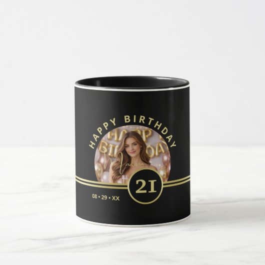 Elegant Gold Signature Monogram with Photo Tasse (Zentrum)