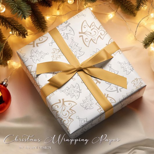 Elegant Gold Silver Christmas Tree Geschenkpapier
