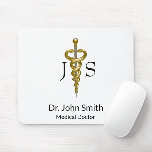 Elegant Gold Silver Classy Noble Medical Asclepius Mousepad (Mit Mouse)
