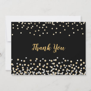 Elegant Gold Silver Confetti Dankeskarte